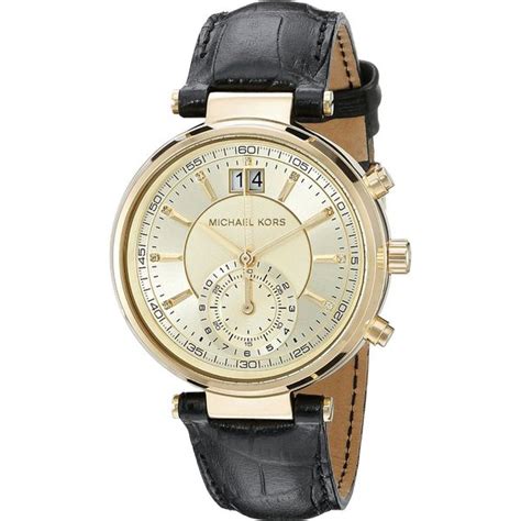 michael kors sawyer gold tone and leather watch|Michael Kors Women's Sawyer Black Watch MK2433 .